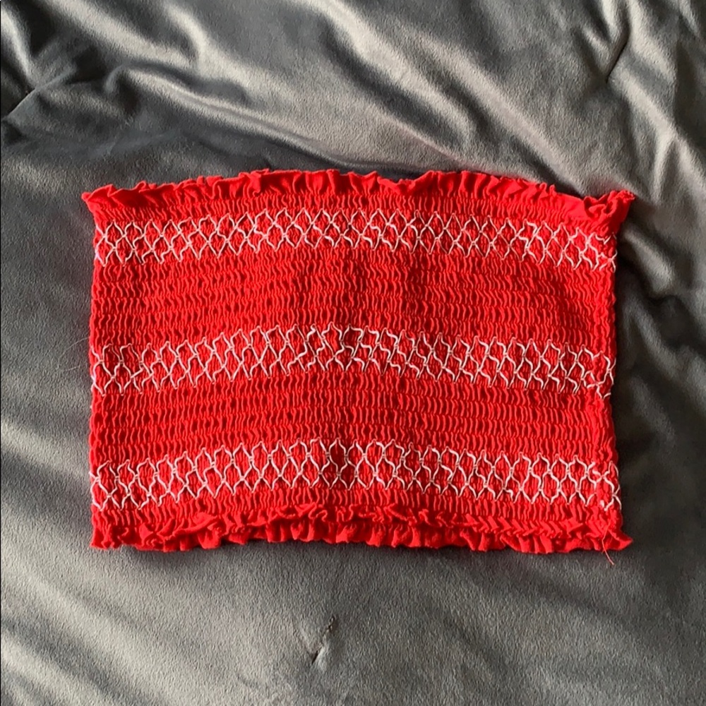 Red and White GARAGE Tube Top Size M